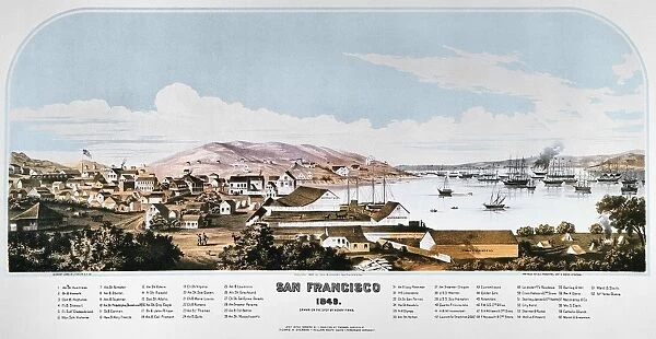 VIEW OF SAN FRANCISCO, 1849. View of San Francisco in 1849, the first year of the