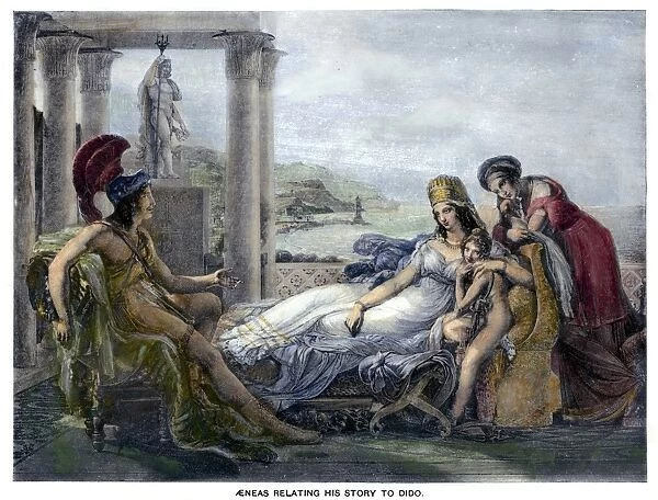 VIRGIL: THE AENEID. Aeneas relating his story to Dido. Color engraving, late 19th century, after the painting, c1815, by Pierre-Narcisse Gu
