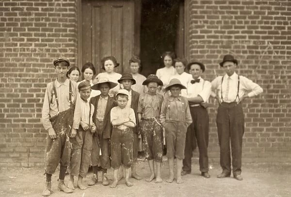 VIRGINIA: COTTON MILL, 1911. Boys outside of the Century Cotton Mill in South Boston