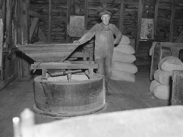 VIRGINIA: MILL, 1935. Interior of a mill in Nethers, Shenandoah National Park, Virginia