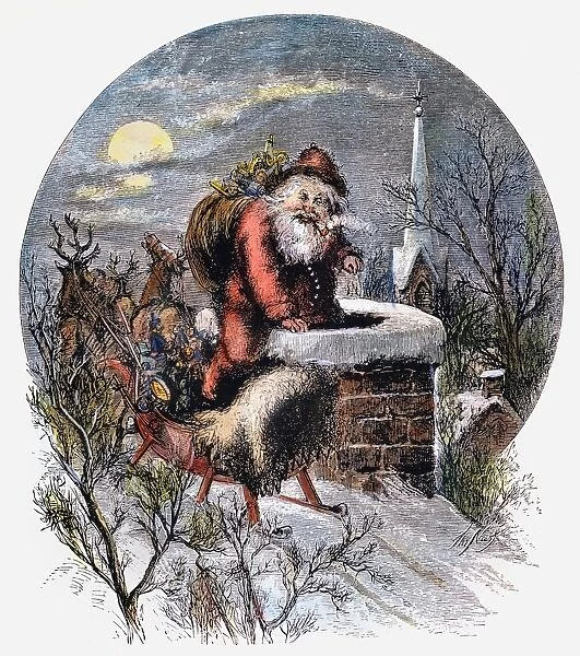 A VISIT FROM ST NICHOLAS. Engraving by Thomas Nast, 19th century