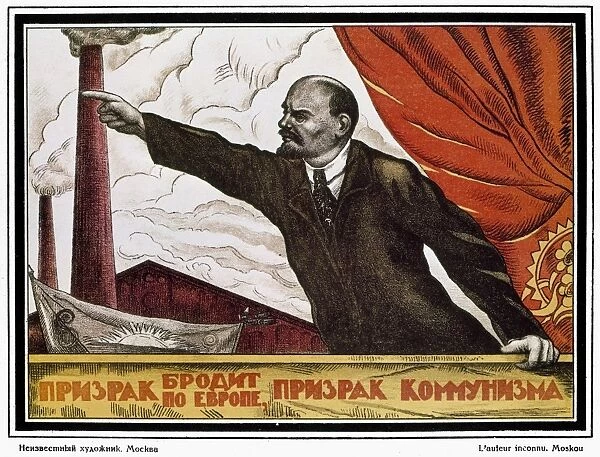 VLADIMIR LENIN (1870-1924). Vladimir Ilich Ulyanov Lenin. Russian Communist leader. Undated Soviet poster