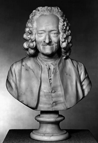 VOLTAIRE (1694-1778). Assumed name of Fran├ºois Marie Arouet, French man of letters. Marble bust, 1778, by Jean Antoine Houdon