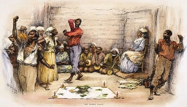 VOODOO DANCE, 1885. The Voodoo Dance: drawing by E. W. Kemble, 1885