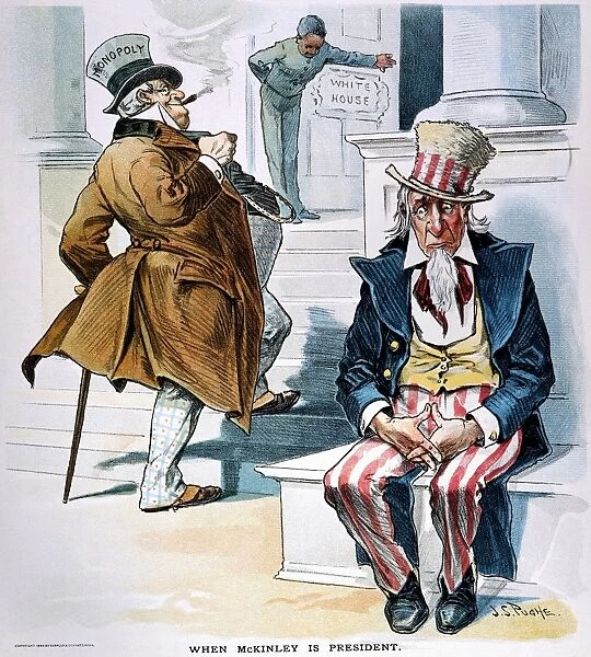 W. MCKINLEY CARTOON, 1896. American cartoon by J. S. Pughe, 1896, suggesting that Monopoly would be welcome at the White House When McKinley is President