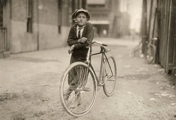 WACO: MESSENGER, 1913. A fifteen-year old messenger boy working for Mackay Telegraph Company in Waco, Texas. Photograph by Lewis Hine, September 1913