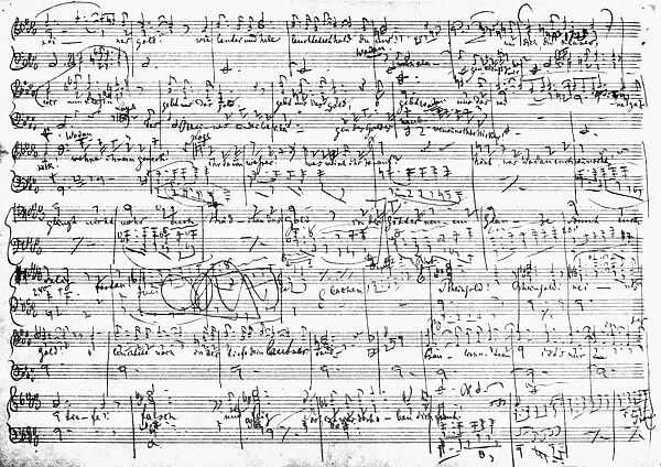 WAGNER: DAS RHEINGOLD. Composition sketch for Richard Wagners Das Rheingold, 1854