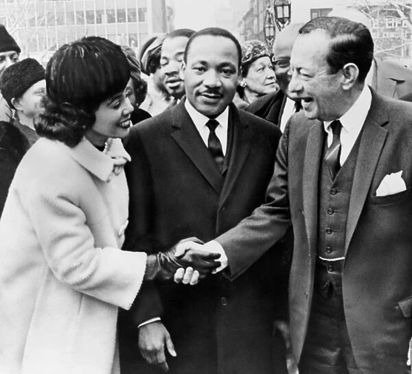 WAGNER AND KINGS, 1964. New York City Mayor Robert Wagner greeting Dr. & Mrs. Martin Luther King