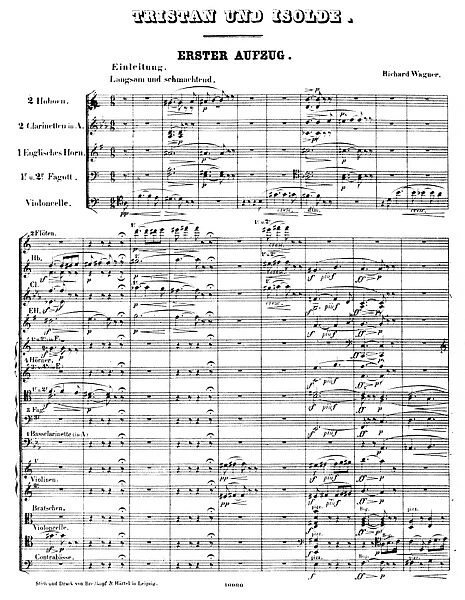 WAGNER: TRISTAN & ISOLDE. Page one of the printed score for Richard Wagners Tristan and Isolde