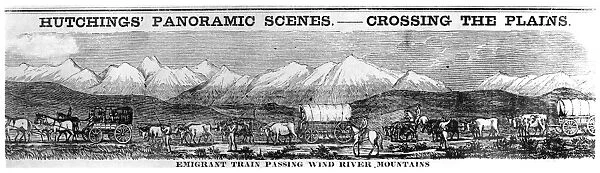WAGON TRAIN, 1853. Emigrant Train Passing Wind River Mountains