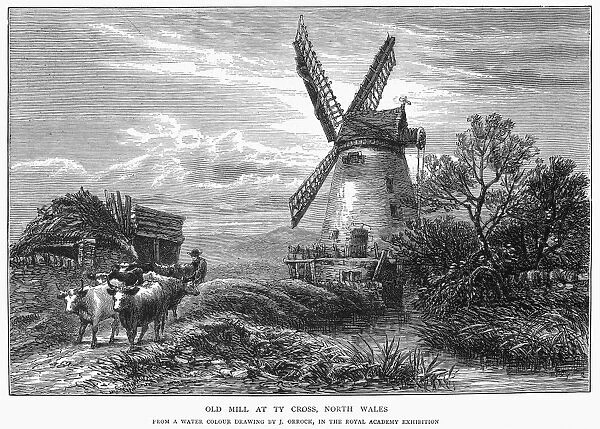 WALES: OLD MILL, 1872. Old mill at Ty Cross, North Wales