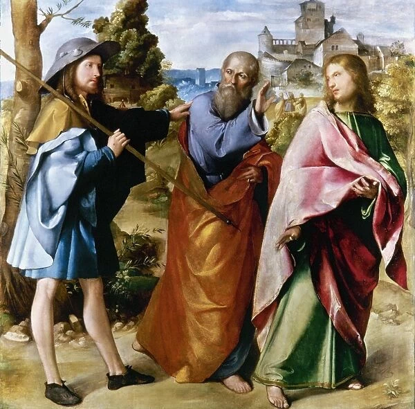 The Walk to Emmaus. Wood by Altobello Melone. RESTRICTED OUTSIDE US