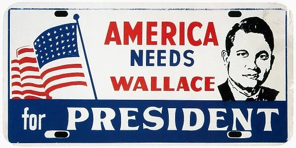 WALLACE CAMPAIGN, 1968. Campaign license plate attachment, 1968, supporting George Wallace, presidential candidate of the American Independent party