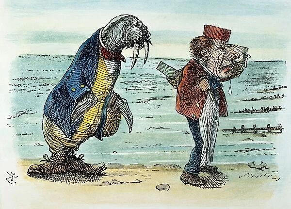 The Walrus and the Carpenter wept like anything to see such quantities of sand : after the design by Sir John Tenniel for the first edition of Lewis Carrolls Through the Looking Glass