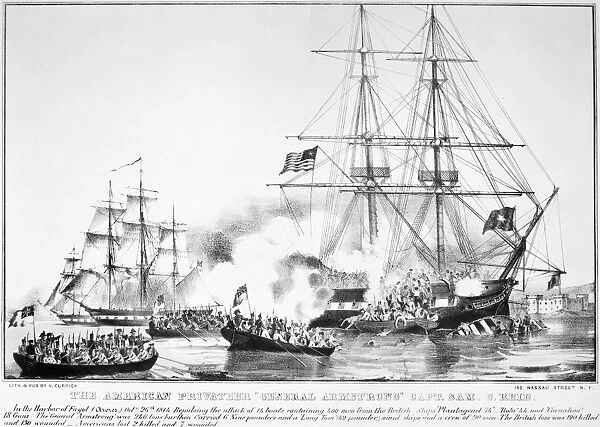 WAR OF 1812: PRIVATEER. The American privateer General Armstrong, commanded by Captain Samuel C