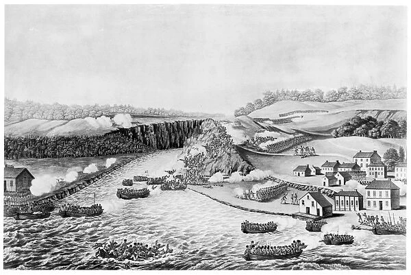 WAR OF 1812: QUEENSTON. British forces crossing the Niagara River, 13 October 1812