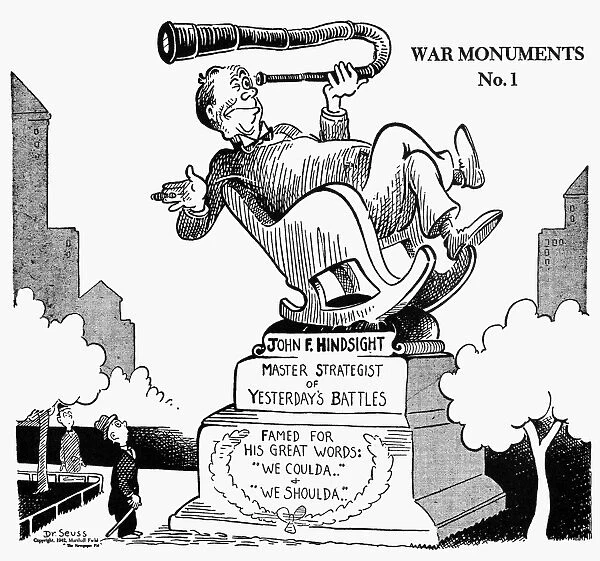 War Monuments No. 1. American cartoon by Dr. Seuss (Theodor Geisel) for PM, 5 January 1942