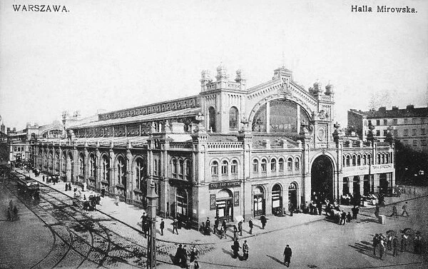 WARSAW: MARKET, c1910. The Hala Mirowska Market in central Warsaw, Poland. Postcard, c1910