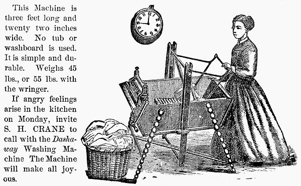 WASHING MACHINE, c1880. American merchants trade card, c1880, for the Dashaway