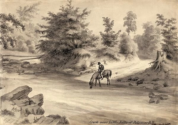 WASHINGTON, D. C. 1860. View of a creek near Little Falls on the Potomac River in Washington, D