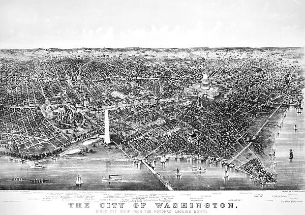 WASHINGTON D. C. 1892. Aerial view of Washington, D