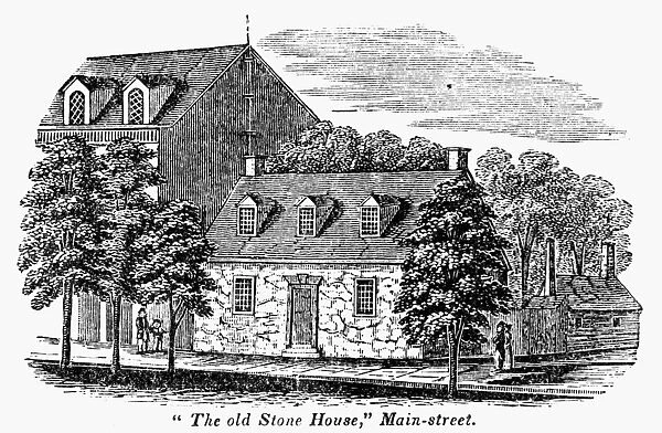 WASHINGTON: HEADQUARTERS, The Old Stone House on Main Street, the oldest known dwelling in Richmond, Virginia. It has been visited by numerous presidents and now, in 2010, houses the Edgar Allen Poe Museum. Wood engraving, American, 1856