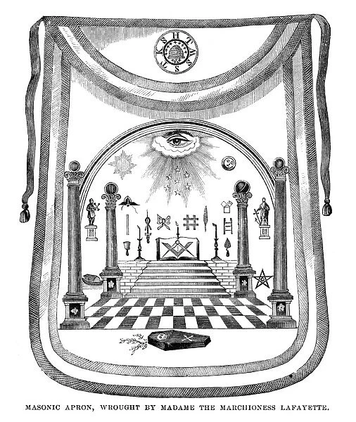 WASHINGTON: MASONIC APRON. George Washingtons Masonic apron, embroidered by Madame Lafayette