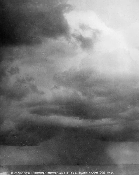 WATERSPOUT, 1896. A waterspout forming beneath a thundercloud over Vineyard Sound