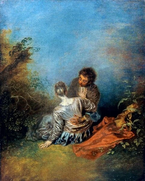 WATTEAU: FALSE STEP, c1717. The False Step or, The Lucky Stumble. Oil on canvas by Antoine Watteau