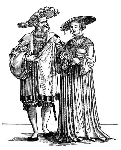 WEALTHY COUPLE, c1531. A wealthy couple going to a dance