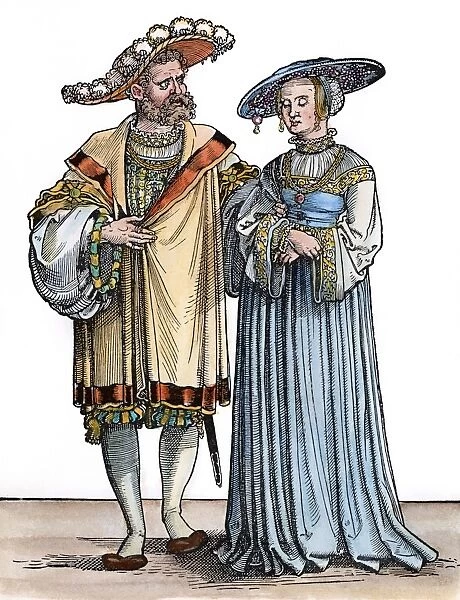 WEALTHY COUPLE, c1531. A wealthy couple going to a dance