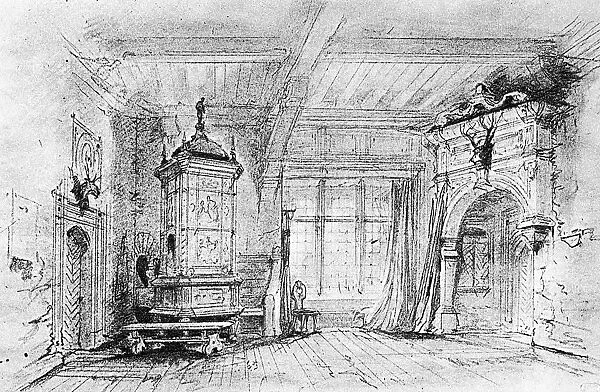 WEBER: DER FREISCHUTZ, 1821. Theatre set for a 19th century production of Baron