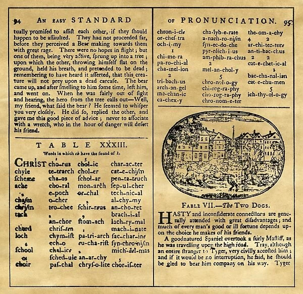 WEBSTERs SPELLING BOOK. A spread from the 1793 edition of Noah Websters The