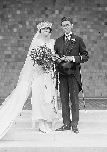 WEDDING, 1922. A bride and groom. Photograph, 1922