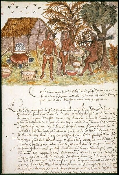 WEST INDIES: ARAWAK INDIANS. Manuscript page believed written by a French member