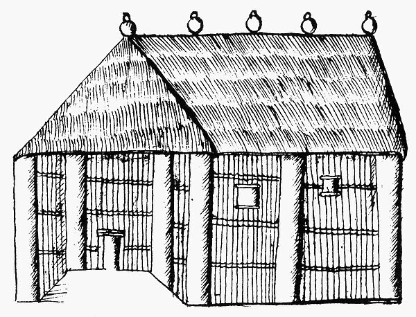 WEST INDIES: HOUSE. A rectangular Indian house found on Hispaniola