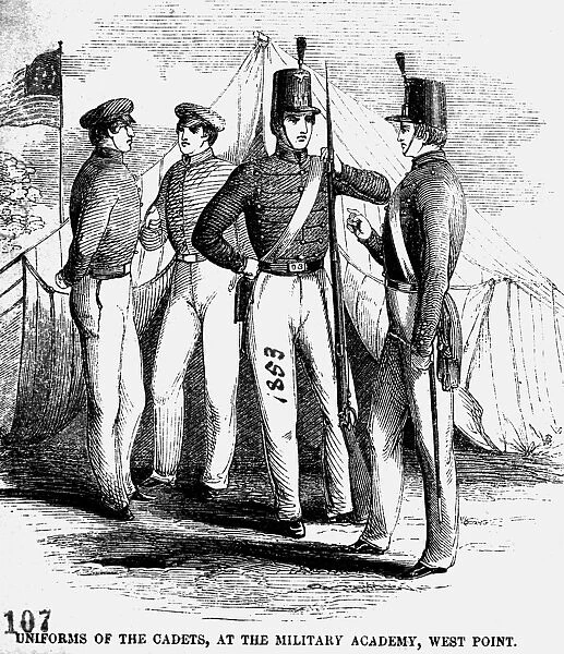 WEST POINT: CADETS. Cadets at the U. S. Military Academy, West Point, New York. Wood engraving