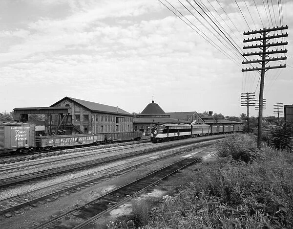 WEST VIRGINIA: RAILROAD. The roundhouse in Martinsburg, West Virginia. Photograph, 1970