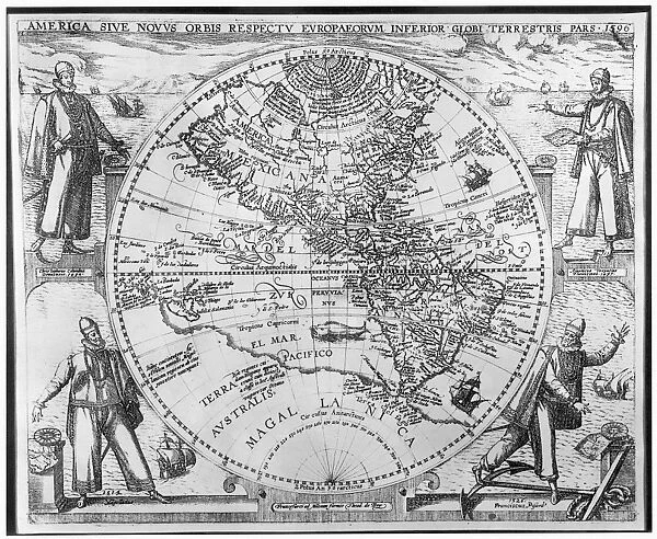WESTERN HEMISPHERE, 1596. Theodore de Brys map of the western hemisphere, 1596