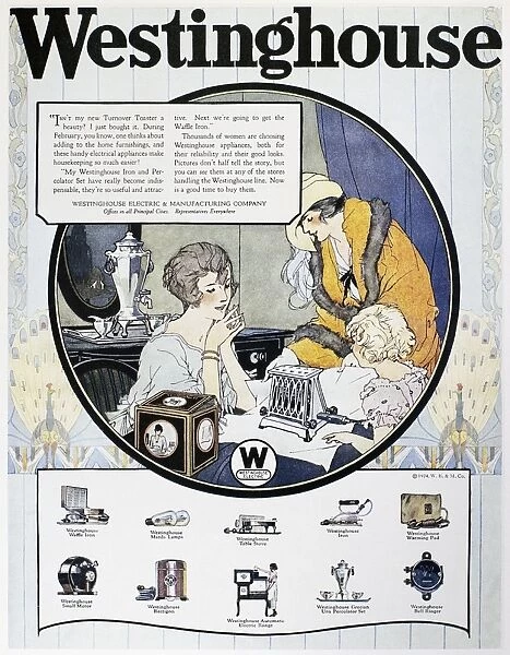 WESTINGHOUSE AD, 1924. American advertisement for Westinghouse electric appliances, 1924