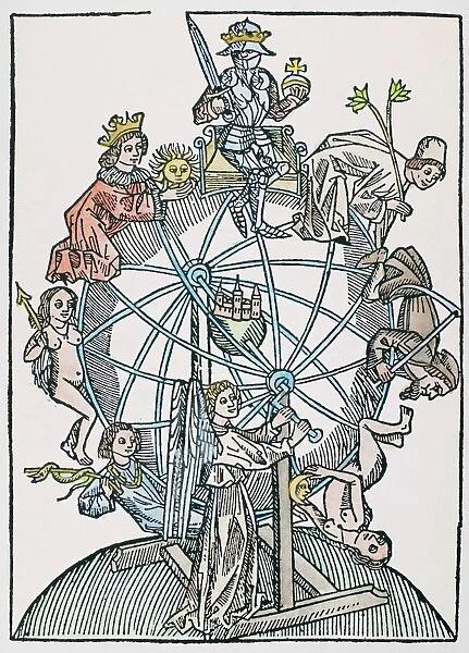 WHEEL OF FORTUNE. An astrological representation of the Wheel of Fortune, depicting