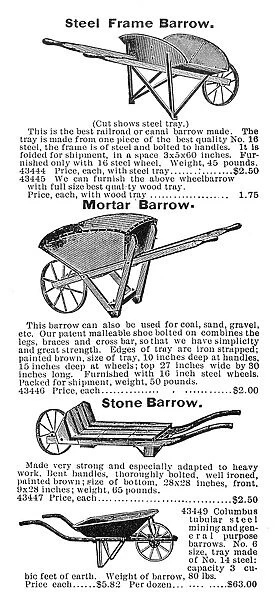 WHEELBARROWS, 1895. From the Montgomery Ward & Co. mail-order catalog of 1895