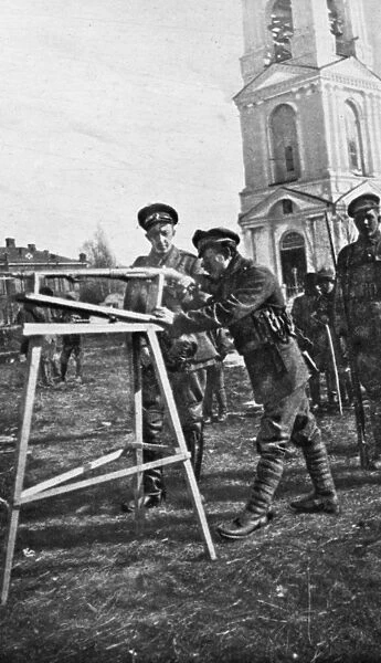 WHITE ARMY, 1919. Rifle training for new members of the Russian National (White)