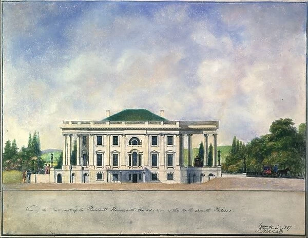 THE WHITE HOUSE, 1807. A view of the east front of the Presidents House in Washington D