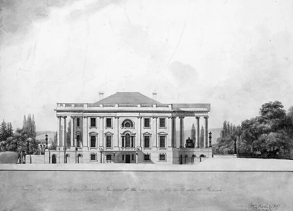 WHITE HOUSE, 1807. A view of the east front of the White House in Washington D