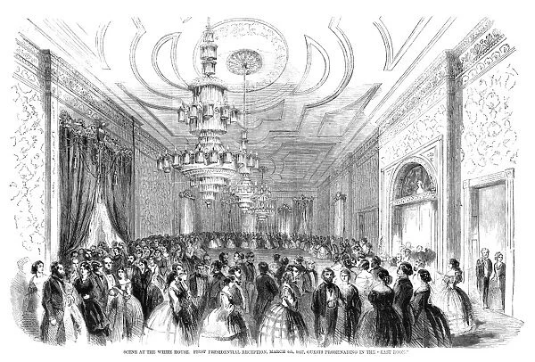 WHITE HOUSE: RECEPTION. Guests promenading in the East Room of the White House