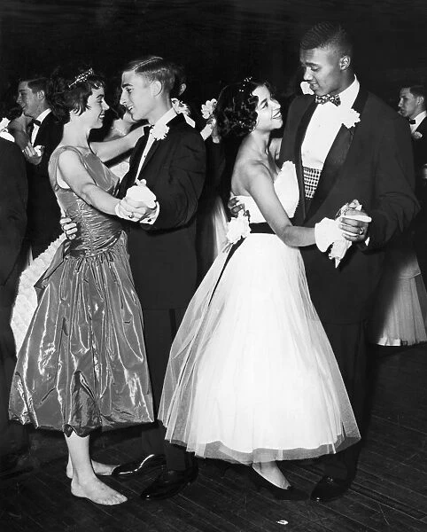 Two white students visiting from Charlottesville, Virginia, enjoying a senior prom at an integrated high school in Atlantic City, New Jersey, 1959