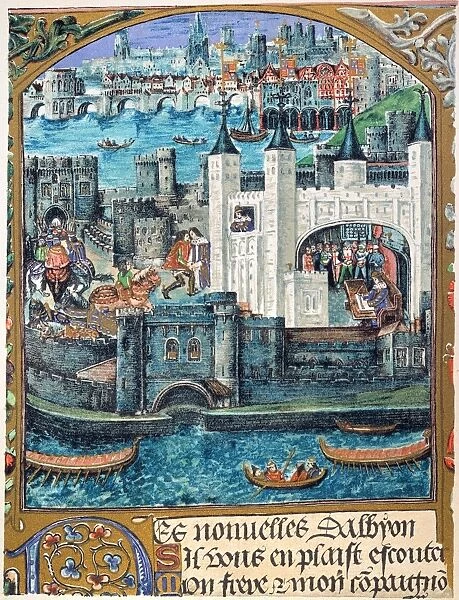 WHITE TOWER OF LONDON from a manuscript of the poems of Charles d Orleans, who was captured at Agincourt in 1415 and remained a prisoner in England until 1440