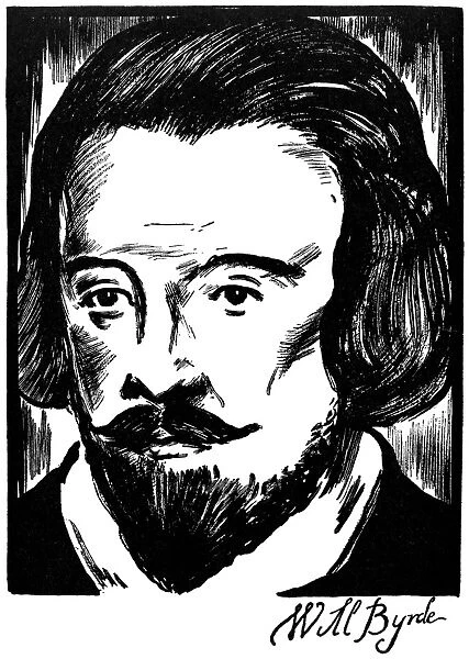 WILLIAM BYRD (c1540-1623). English organist and composer. Drawing, c1932, by Samuel Nisenson