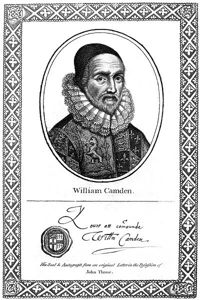 WILLIAM CAMDEN (1551-1623). English antiquarian and historian. Line engraving, English, 1819